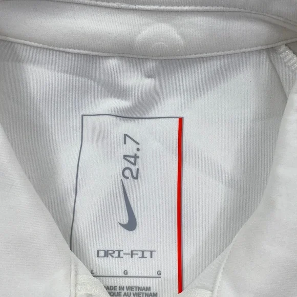 Nike Dri-FIT 24.7 Mens Training Zip Polo Shirt White Size L Soft Collared SS - Picture 2 of 8